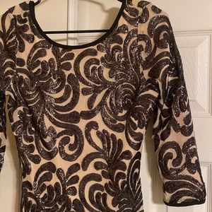 Black and beige sequin dress